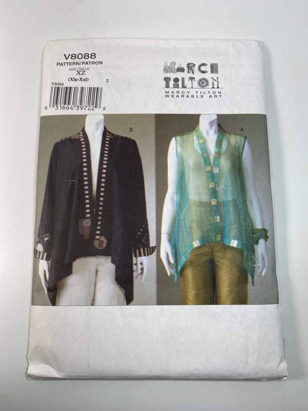 Vogue V8088 Marcy Tilton Jacket Vest Pattern Sz XZ XL XXL OOP FF UC Wearable Art